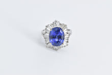 Load image into Gallery viewer, 14K 10.00 Ctw Tanzanite Baguette Diamond Halo Ring White Gold