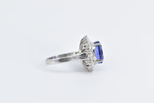 Load image into Gallery viewer, 14K 10.00 Ctw Tanzanite Baguette Diamond Halo Ring White Gold