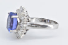 Load image into Gallery viewer, 14K 10.00 Ctw Tanzanite Baguette Diamond Halo Ring White Gold