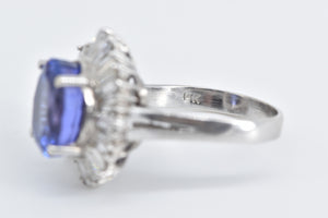 14K 10.00 Ctw Tanzanite Baguette Diamond Halo Ring White Gold