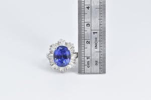 14K 10.00 Ctw Tanzanite Baguette Diamond Halo Ring White Gold