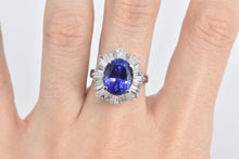 Load image into Gallery viewer, 14K 10.00 Ctw Tanzanite Baguette Diamond Halo Ring White Gold