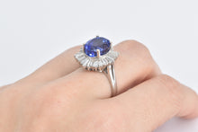 Load image into Gallery viewer, 14K 10.00 Ctw Tanzanite Baguette Diamond Halo Ring White Gold