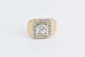 14K 1.13 Ctw Natural Diamond Squared Statement Ring Yellow Gold