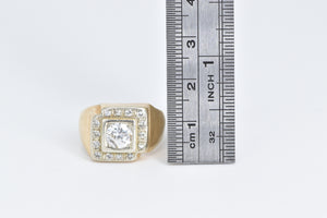 14K 1.13 Ctw Natural Diamond Squared Statement Ring Yellow Gold