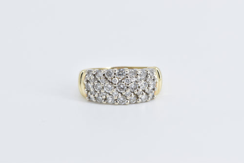 14K 1.00 Ctw Pave Diamond Encrusted Cluster Band Ring Yellow Gold