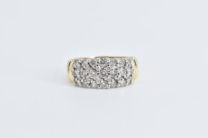 14K 1.00 Ctw Pave Diamond Encrusted Cluster Band Ring Yellow Gold