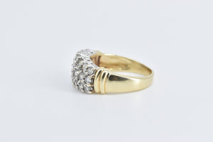 14K 1.00 Ctw Pave Diamond Encrusted Cluster Band Ring Yellow Gold