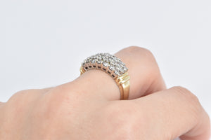 14K 1.00 Ctw Pave Diamond Encrusted Cluster Band Ring Yellow Gold