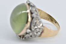 Load image into Gallery viewer, 14K 21.00 Ctw Prehnite Diamond Victorian Swirl Ring Yellow Gold