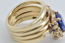 Load image into Gallery viewer, 14K Oval Sim. Sapphire 0.85 Ctw Diamond Layered Ring Yellow Gold