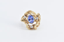 Load image into Gallery viewer, 14K 1.65 Ctw Tanzanite Diamond Tree Freeform Ring Yellow Gold