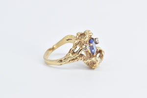 14K 1.65 Ctw Tanzanite Diamond Tree Freeform Ring Yellow Gold