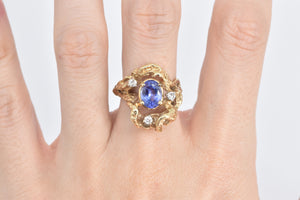 14K 1.65 Ctw Tanzanite Diamond Tree Freeform Ring Yellow Gold