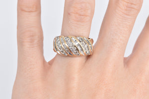 10K 1.00 Ctw Round & Baguette Diamond Twist Band Ring Yellow Gold