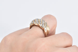 10K 1.00 Ctw Round & Baguette Diamond Twist Band Ring Yellow Gold