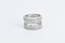 Load image into Gallery viewer, 18K 0.60 Ctw Diamond Layered Atlas Roman Numeral Ring White Gold