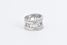 Load image into Gallery viewer, 18K 0.60 Ctw Diamond Layered Atlas Roman Numeral Ring White Gold