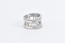 Load image into Gallery viewer, 18K 0.60 Ctw Diamond Layered Atlas Roman Numeral Ring White Gold