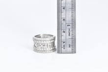 Load image into Gallery viewer, 18K 0.60 Ctw Diamond Layered Atlas Roman Numeral Ring White Gold