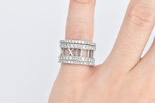 Load image into Gallery viewer, 18K 0.60 Ctw Diamond Layered Atlas Roman Numeral Ring White Gold