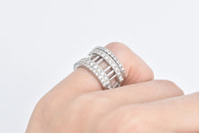 Load image into Gallery viewer, 18K 0.60 Ctw Diamond Layered Atlas Roman Numeral Ring White Gold