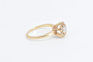 14K 0.85 Ctw Natural Diamond Halo Engagement Ring Yellow Gold