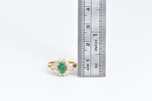 18K 1.27 Ctw Emerald Diamond Halo Engagement Ring Yellow Gold