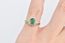 Load image into Gallery viewer, 18K 1.27 Ctw Emerald Diamond Halo Engagement Ring Yellow Gold