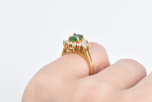 Load image into Gallery viewer, 18K 1.27 Ctw Emerald Diamond Halo Engagement Ring Yellow Gold