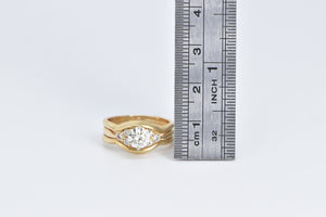 14K 0.84 Ctw Natural Diamond Three Band Engagement Ring Yellow Gold