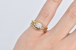 14K 0.84 Ctw Natural Diamond Three Band Engagement Ring Yellow Gold