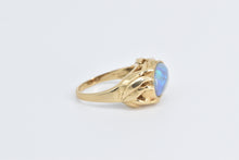 Load image into Gallery viewer, 18K Natural Opal Vintage Leaf Palm Design Ring Yellow Gold