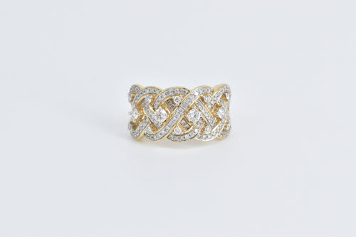 14K 1.00 Ctw Woven Diamond Statement Band Ring Yellow Gold