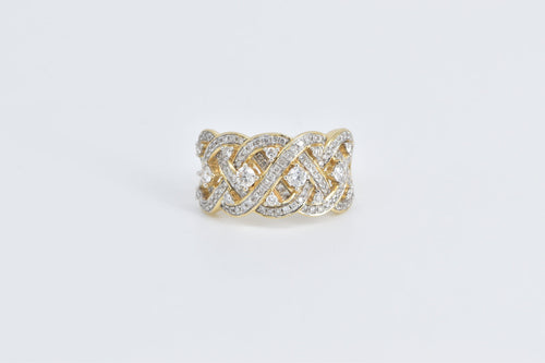 14K 1.00 Ctw Woven Diamond Statement Band Ring Yellow Gold