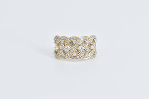 14K 1.00 Ctw Woven Diamond Statement Band Ring Yellow Gold