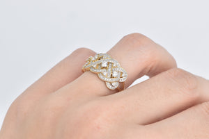 14K 1.00 Ctw Woven Diamond Statement Band Ring Yellow Gold