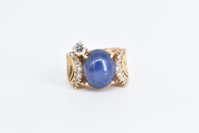 Load image into Gallery viewer, 14K Vintage Syn. Star Sapphire 0.60 Ctw Diamond Ring White Gold