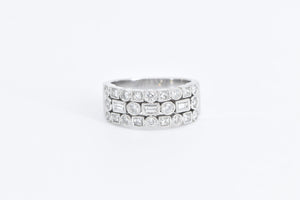 14K 1.00 Ctw Geometric Diamond Encrusted Statement Ring White Gold