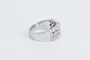 14K 1.00 Ctw Geometric Diamond Encrusted Statement Ring White Gold