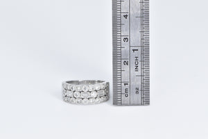 14K 1.00 Ctw Geometric Diamond Encrusted Statement Ring White Gold