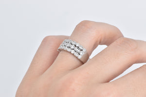 14K 1.00 Ctw Geometric Diamond Encrusted Statement Ring White Gold