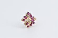 Load image into Gallery viewer, 14K 1.90 Ctw Diamond Marquise Ruby Cluster Ring Yellow Gold