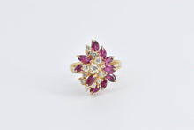 Load image into Gallery viewer, 14K 1.90 Ctw Diamond Marquise Ruby Cluster Ring Yellow Gold