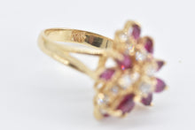 Load image into Gallery viewer, 14K 1.90 Ctw Diamond Marquise Ruby Cluster Ring Yellow Gold