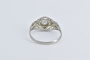 18K 1915 Art Deco Diamond Engagement Filigree Ring White Gold