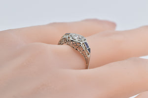 18K 1915 Art Deco Diamond Engagement Filigree Ring White Gold