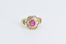 Load image into Gallery viewer, 18K 1.80 Ctw Natural Ruby Baguette Diamond Halo Ring Yellow Gold