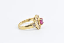 Load image into Gallery viewer, 18K 1.80 Ctw Natural Ruby Baguette Diamond Halo Ring Yellow Gold