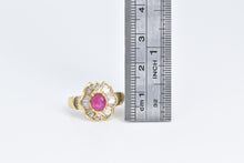 Load image into Gallery viewer, 18K 1.80 Ctw Natural Ruby Baguette Diamond Halo Ring Yellow Gold